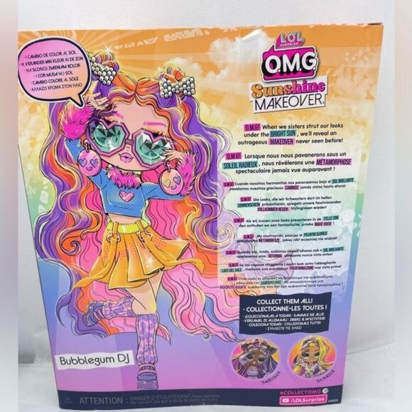 L.O.L SURPRISE O.M.G SUNSHINE BUBBLEGUM DJ MAKEOVER COLOR CHANGE IN THE SUN - Picture 5 of 7